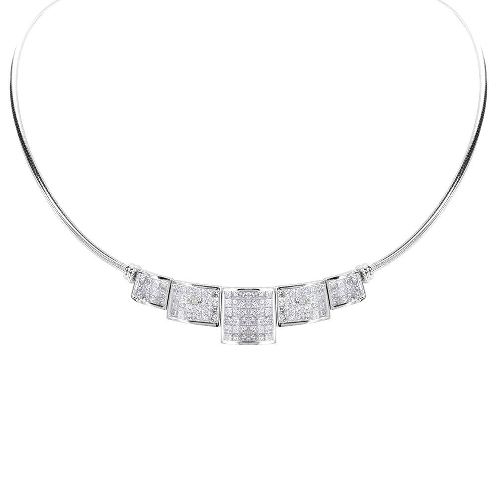 Princess Cut Invisible Diamond Necklace