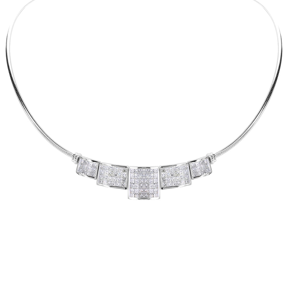 Princess Cut Invisible Diamond Necklace