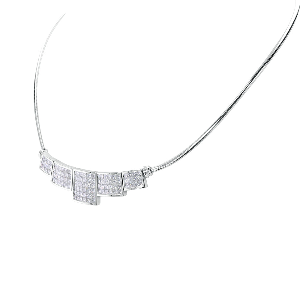 Princess Cut Invisible Diamond Necklace