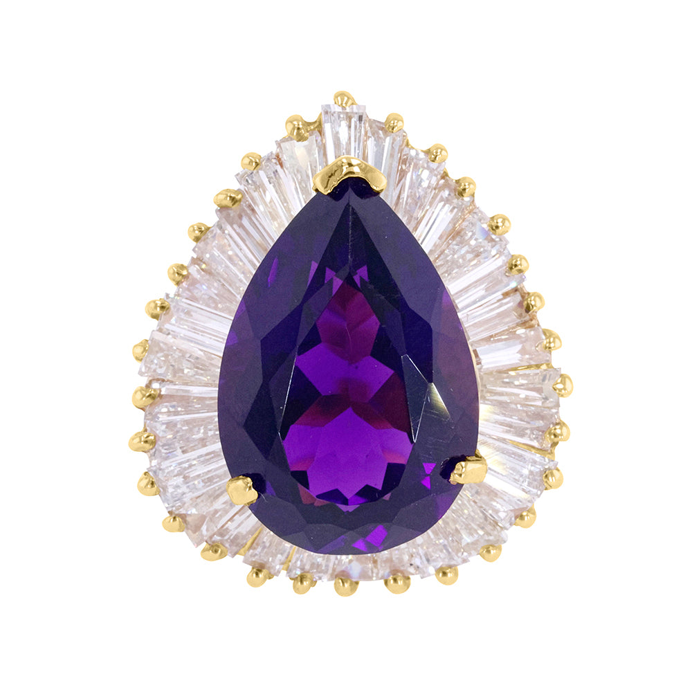 Pear Shape Amethyst and Diamond Ring 11.75ct