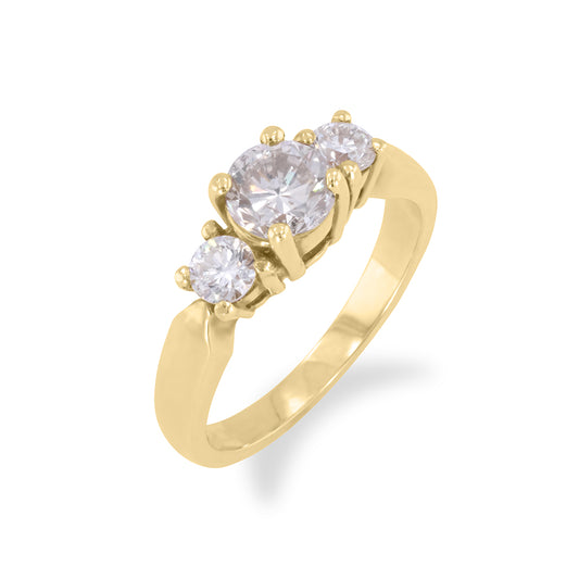 Three Stone Yellow Gold Ring 1.18ct