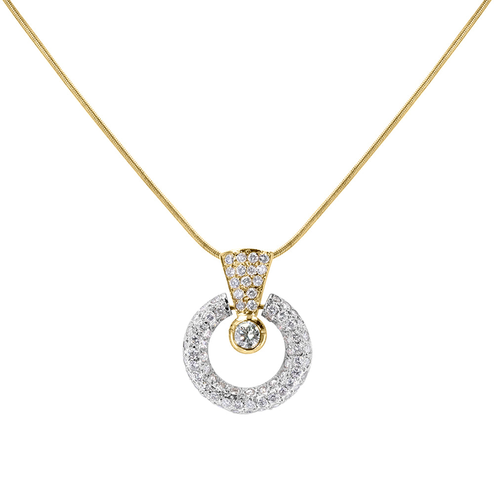 Two Tone Gold Diamond Encrusted Pendant 3.15ct