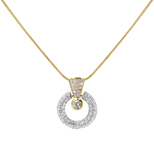 Two Tone Gold Diamond Encrusted Pendant 3.15ct