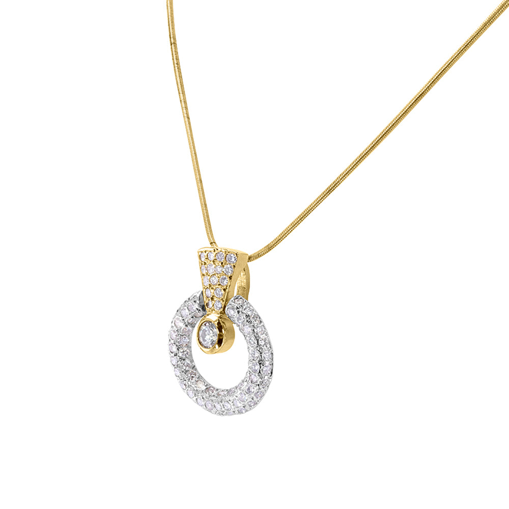 Two Tone Gold Diamond Encrusted Pendant 3.15ct