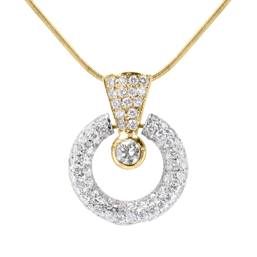 Two Tone Gold Diamond Encrusted Pendant 3.15ct