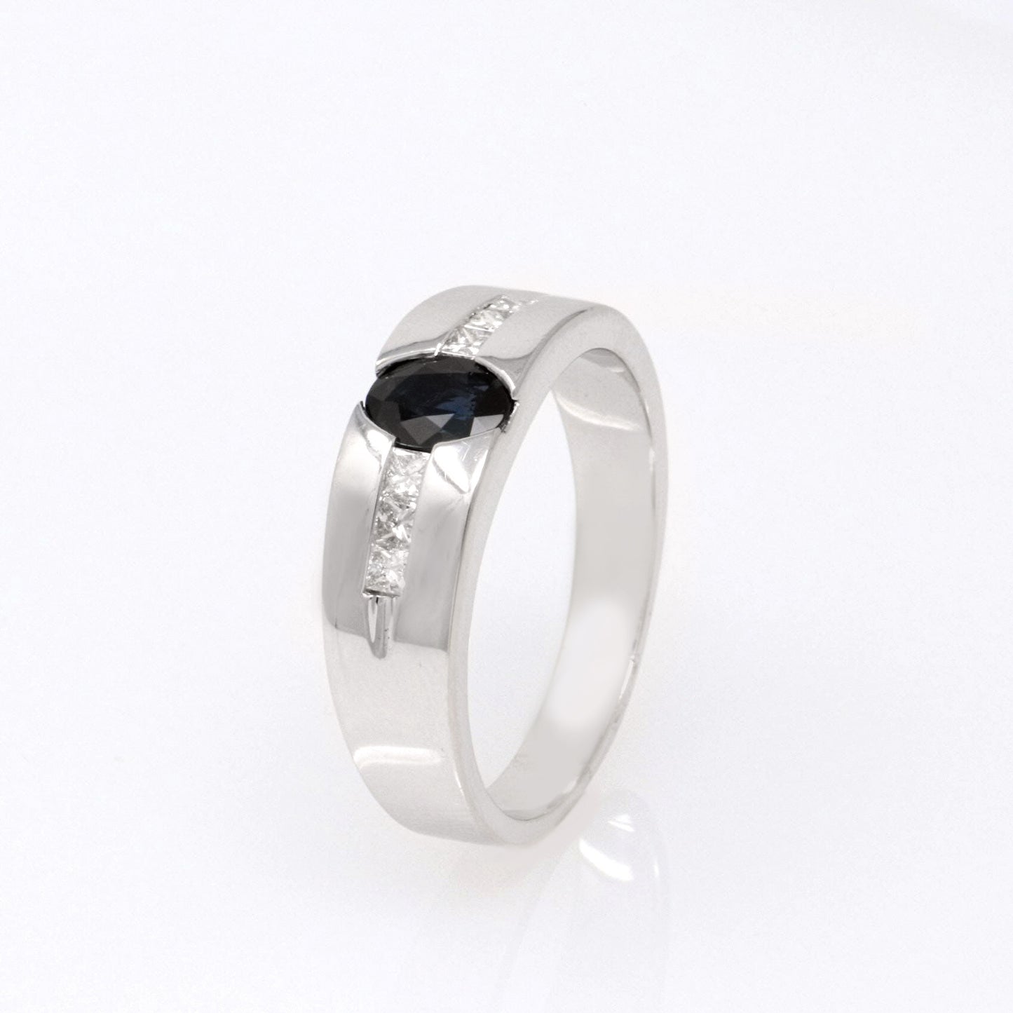 Oval Sapphire Diamond Band 1.45ct