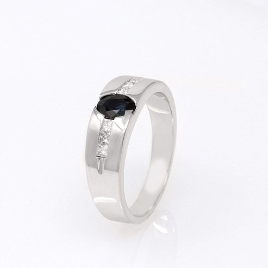 Oval Sapphire Diamond Band 1.45ct