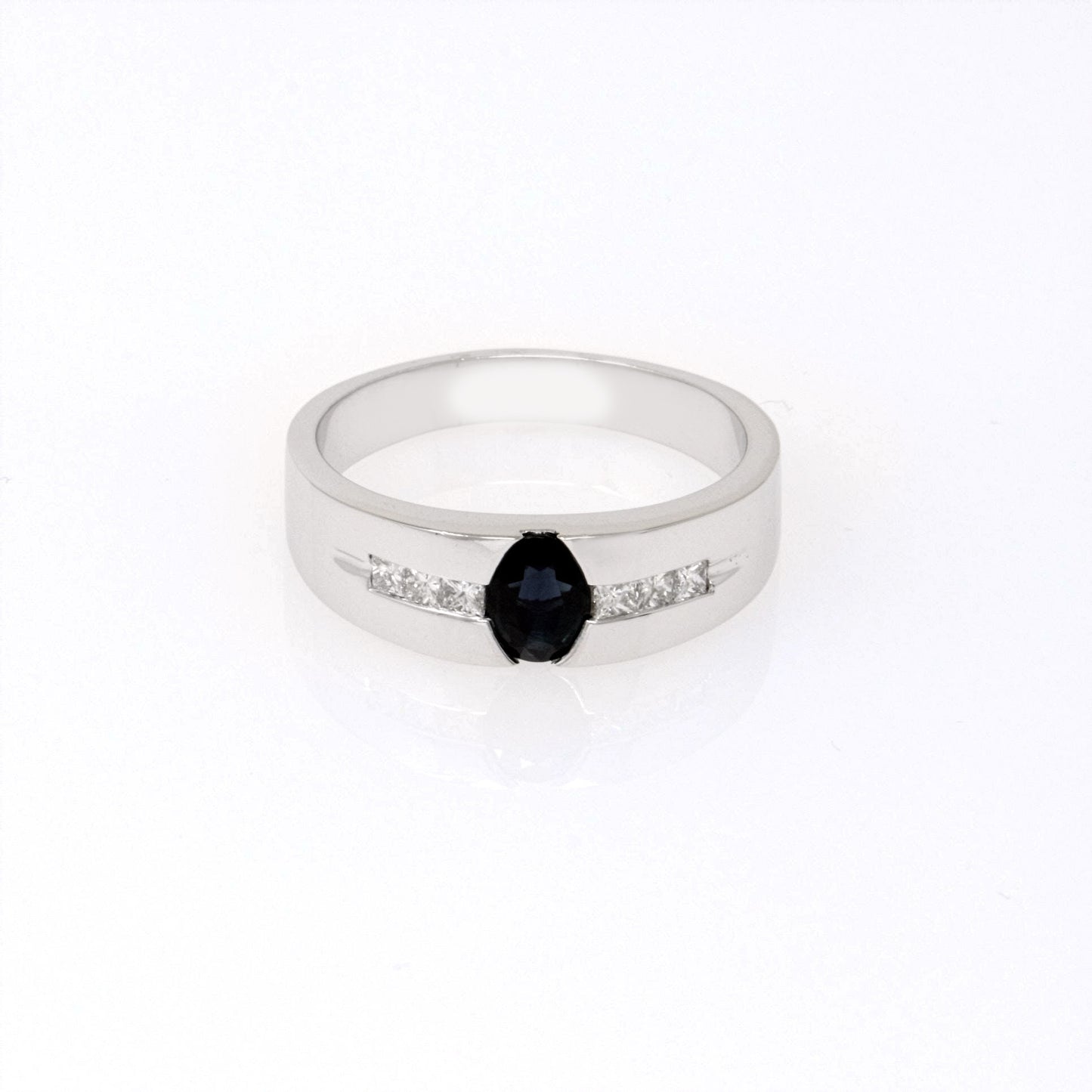 Oval Sapphire Diamond Band 1.45ct
