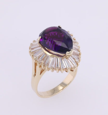 Pear Shape Amethyst and Diamond Ring 11.75ct