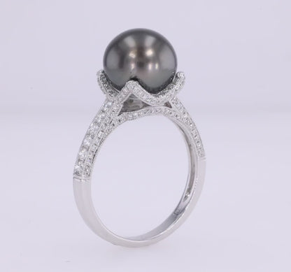Tahitian Pearl and Diamond Ring 0.62ct