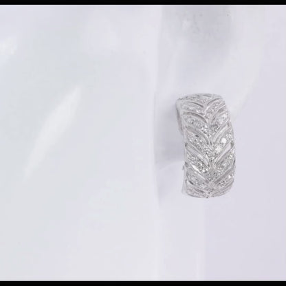 Milgrain Leaf Diamond Cuff Earrings 1.00ct
