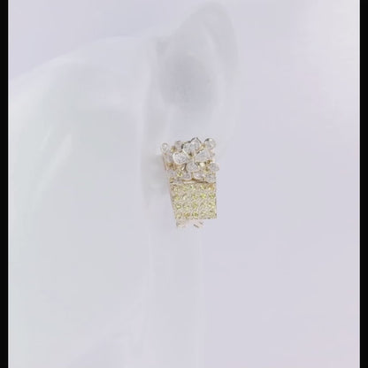 Yellow Sapphire and Diamond Flower Earrings 1.71ct