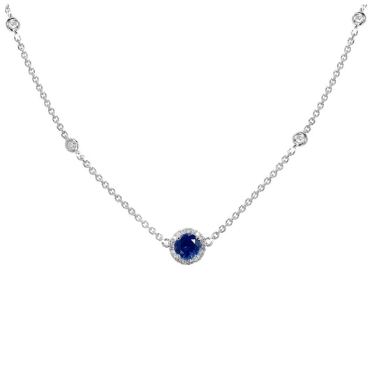 Sapphire Floating Diamond Necklace 0.75ct