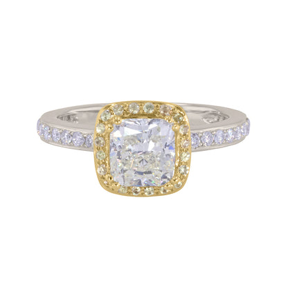 Cushion Cut Diamond and Sapphire Ring 1.60ct