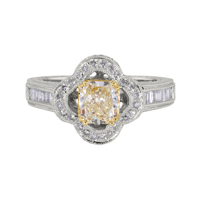 Art Deco Yellow Diamond Ring 1.14ct