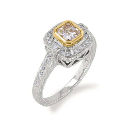 Radiant Cut Yellow Diamond Ring 0.87ct
