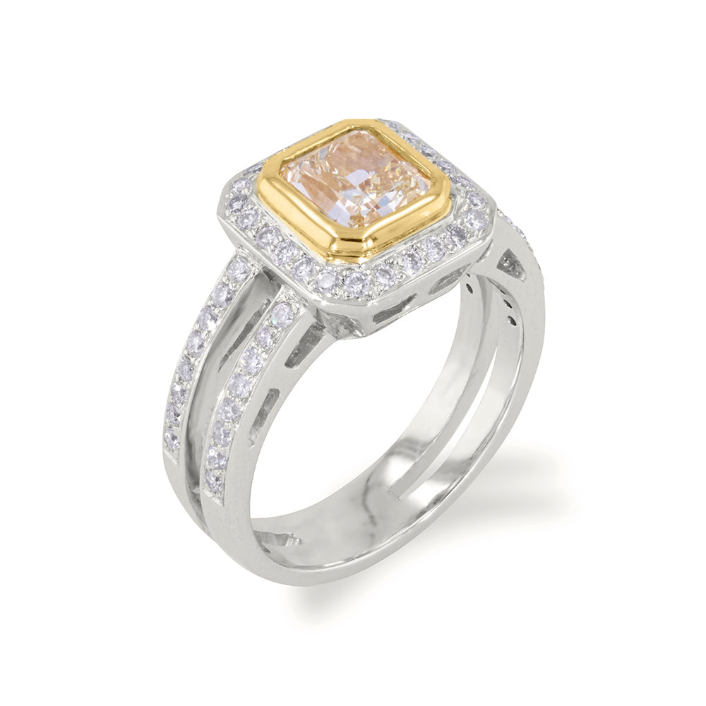 Radiant Fancy Yellow Diamond Ring 1.81ct