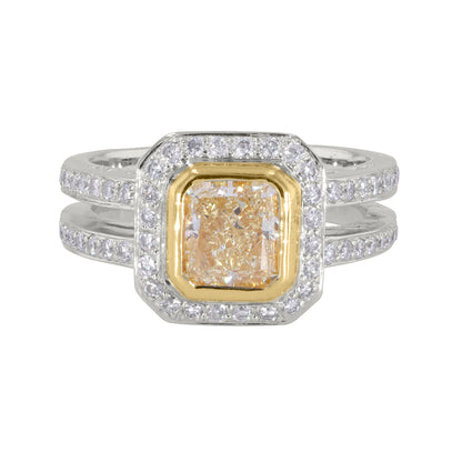 Radiant Fancy Yellow Diamond Ring 1.81ct