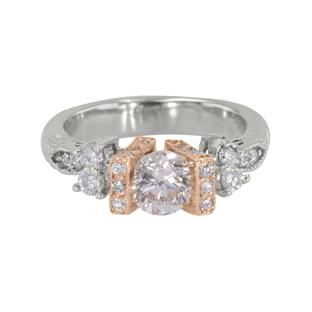 Two-Tone Decorated Floating Diamond Ring 1.60ct