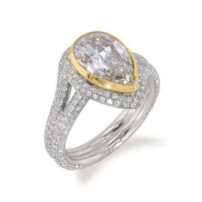 Pear Shape Light Yellow Diamond Ring 3.64ct