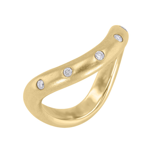 Brushed Yellow Gold Five Stone Band 0.09ct