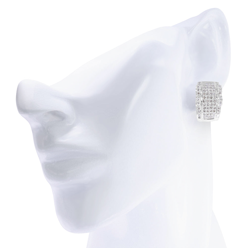 Invisible Set Diamond Cuff Earrings 2.80ct