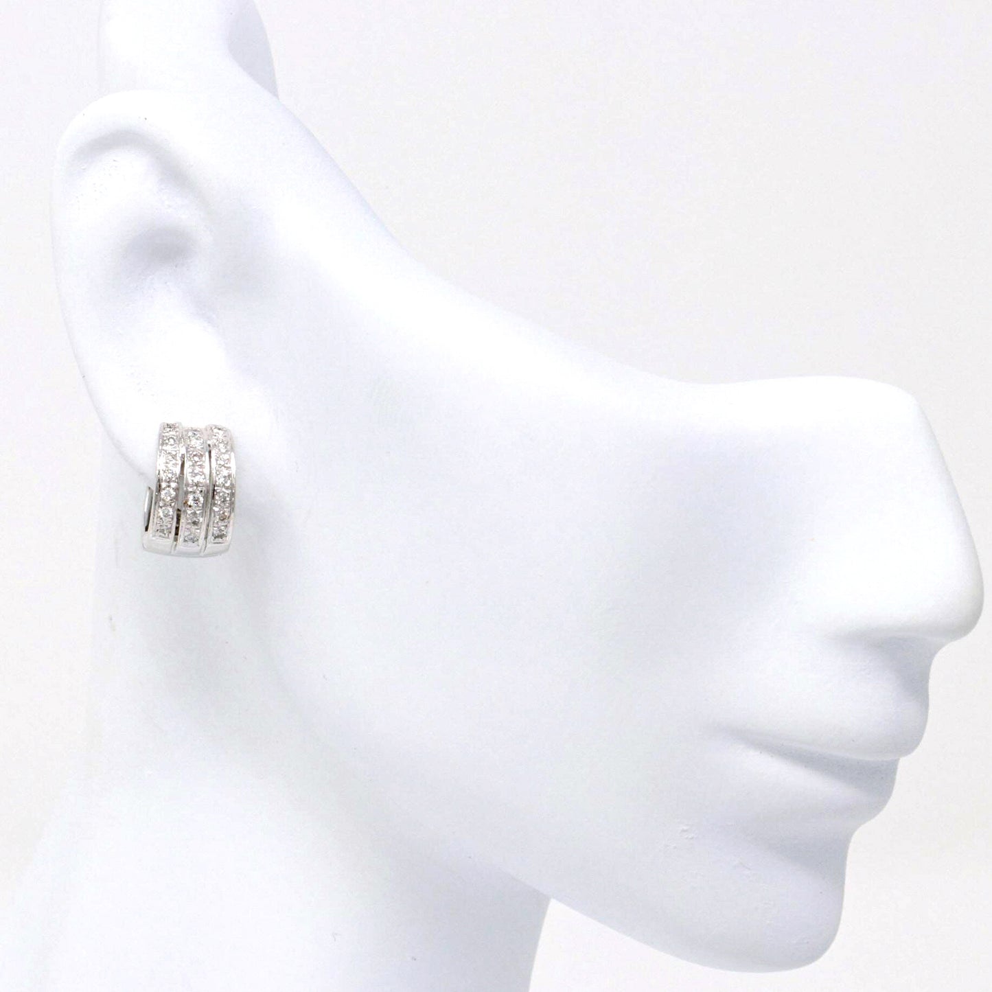 Three Row Diamond Cuff Earrings 0.80ct