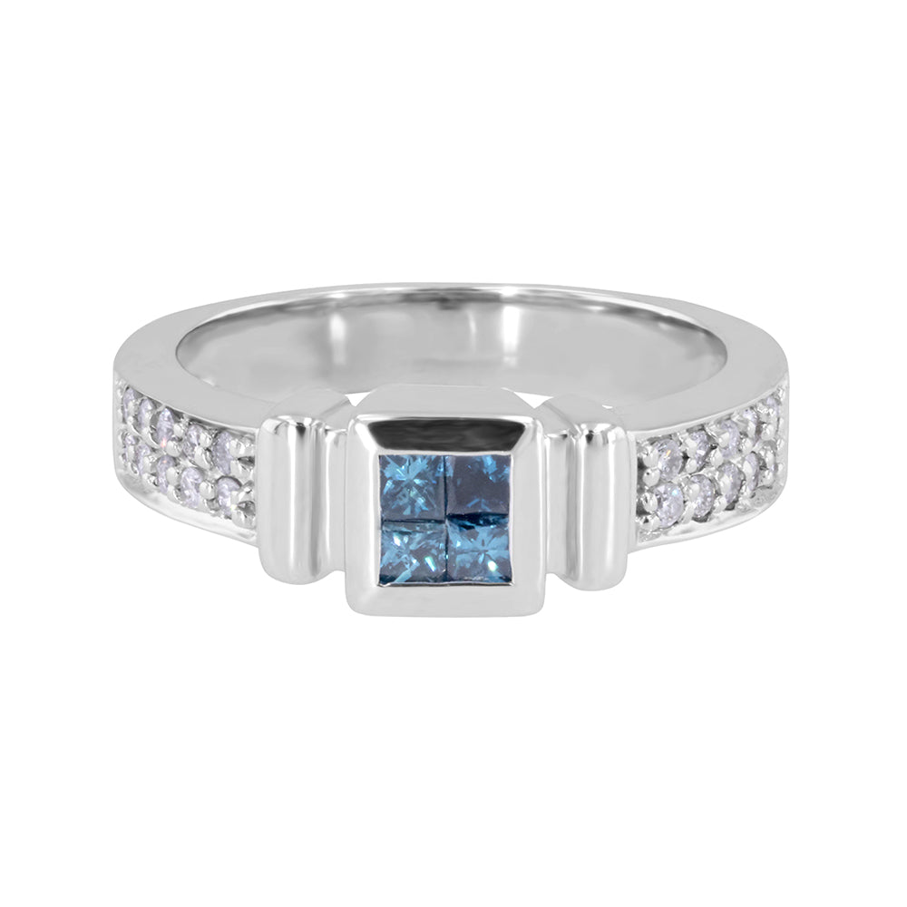 Blue and White Diamond Ring 0.45ct