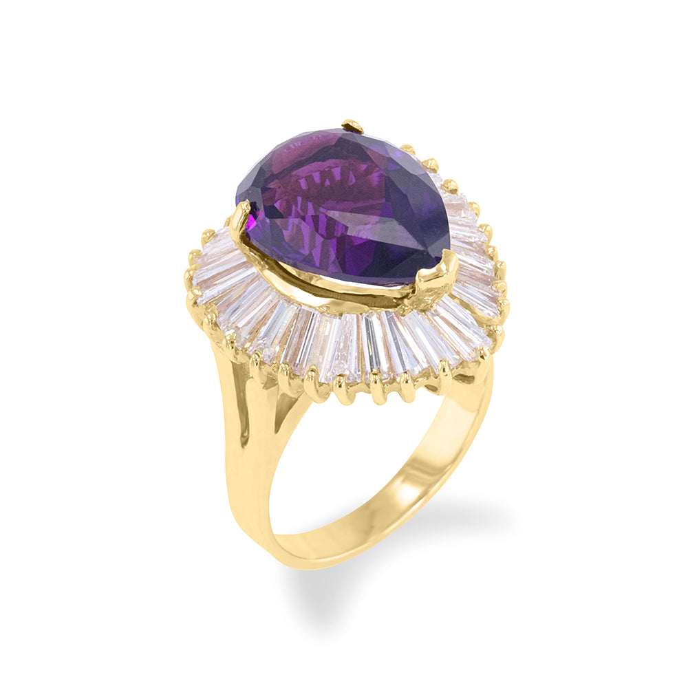 Pear Shape Amethyst and Diamond Ring 11.75ct