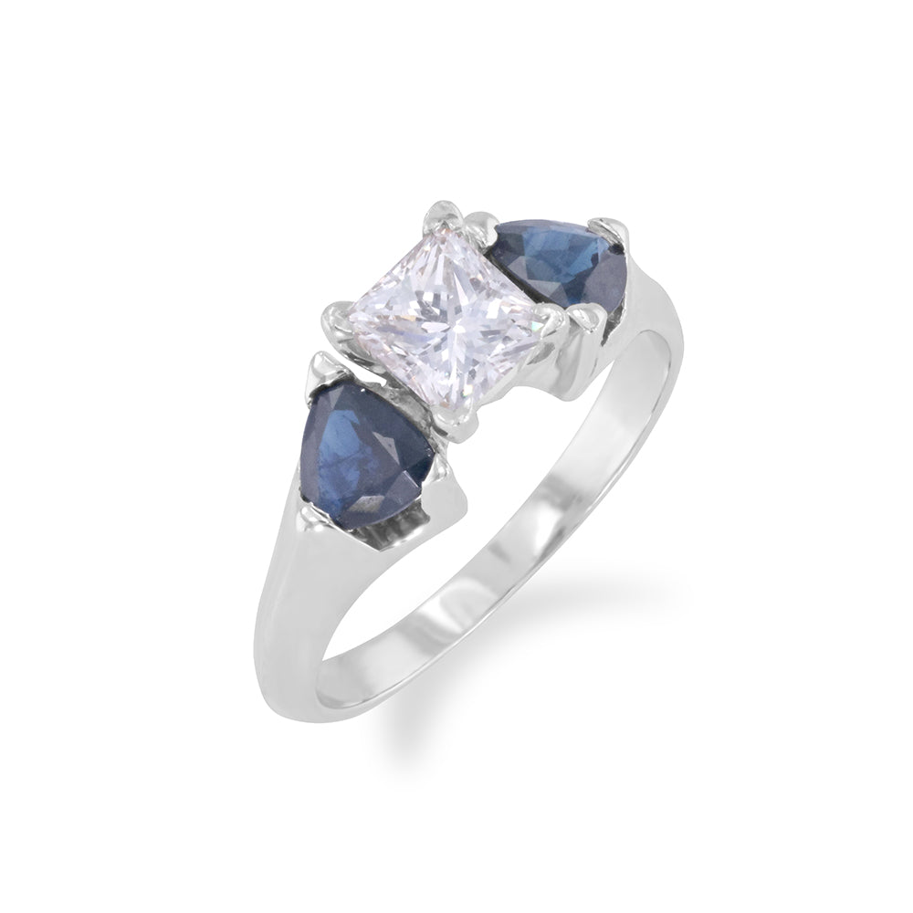 Princess Cut Diamond and Sapphire Side Stones Ring 2.02ct