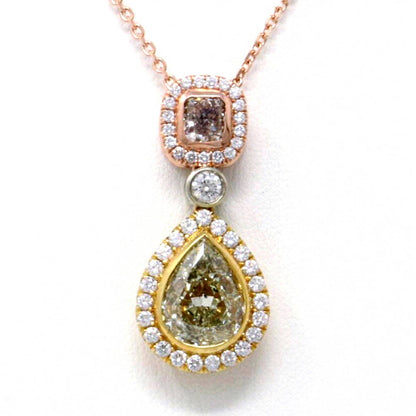 Pink White Yellow Droplet Pendant 6.32ct